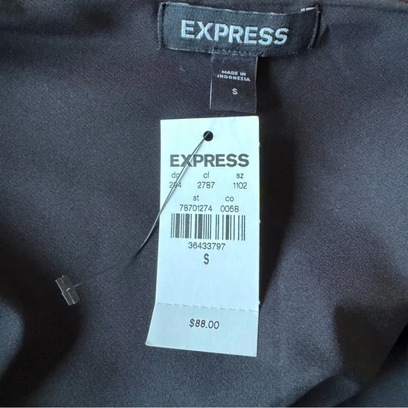 Express NWT Black Satin Adjustable Strap Midi Slip Dress Size S - Picture 7 of 8